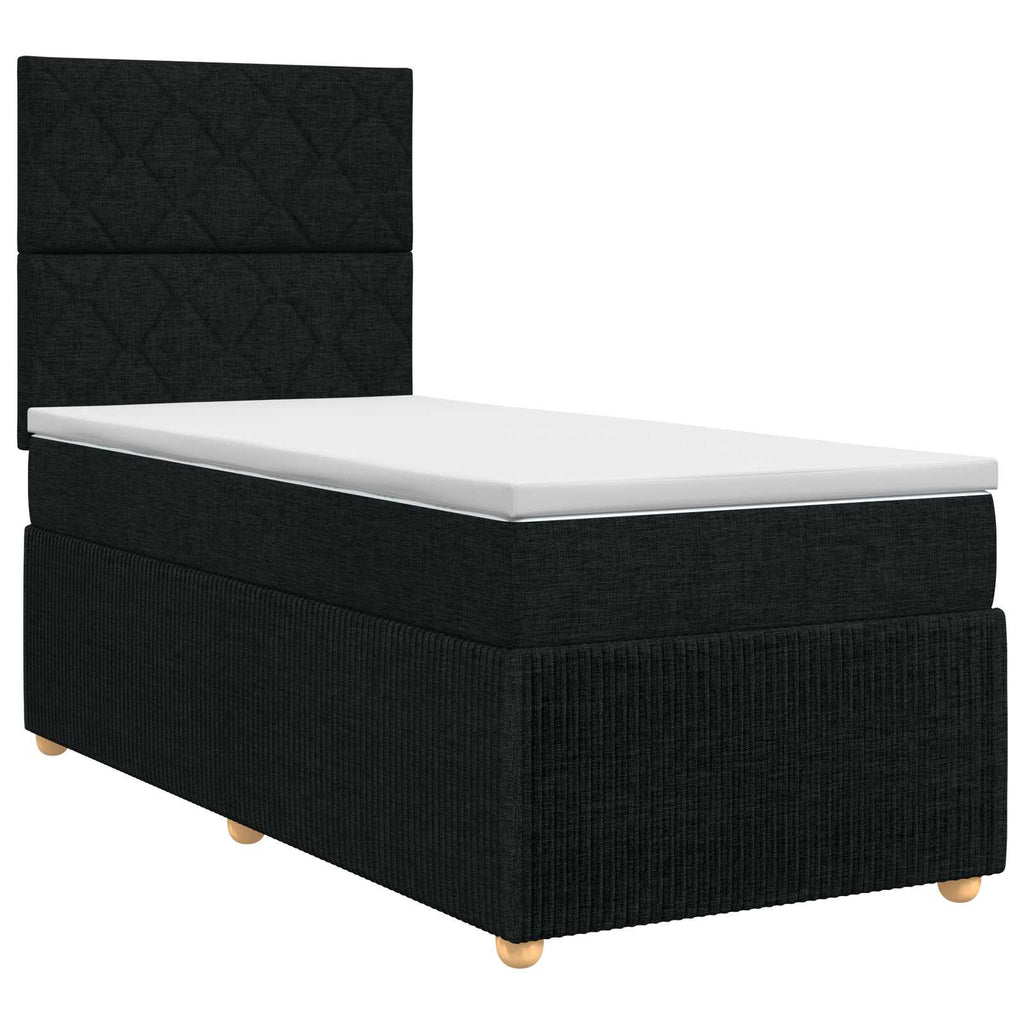 vidaXL Łóżko kontynentalne z materacem Czarny 80 x 200 cm tkanina