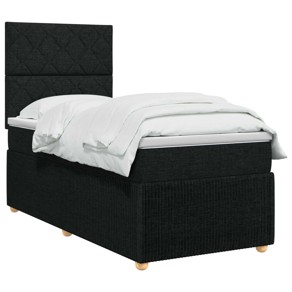 vidaXL Łóżko kontynentalne z materacem Czarny 80 x 200 cm tkanina