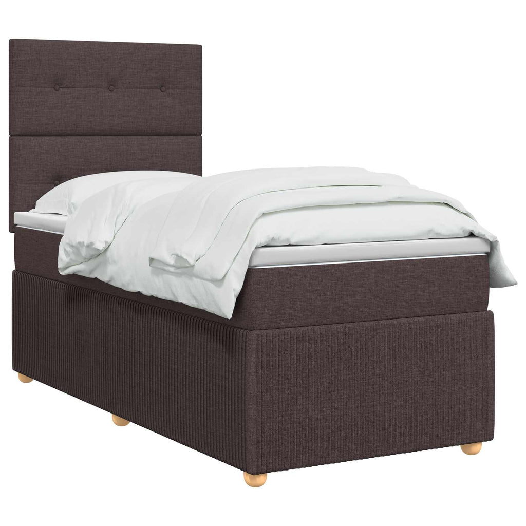 vidaXL Łóżko kontynentalne z materacem Ciemny brąz 90 x 200 cm tkanina
