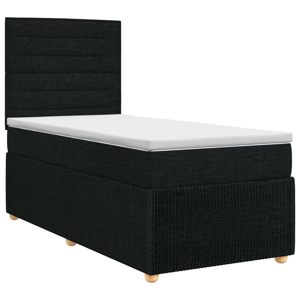 vidaXL Łóżko kontynentalne z materacem Czarny 100 x 200 cm tkanina