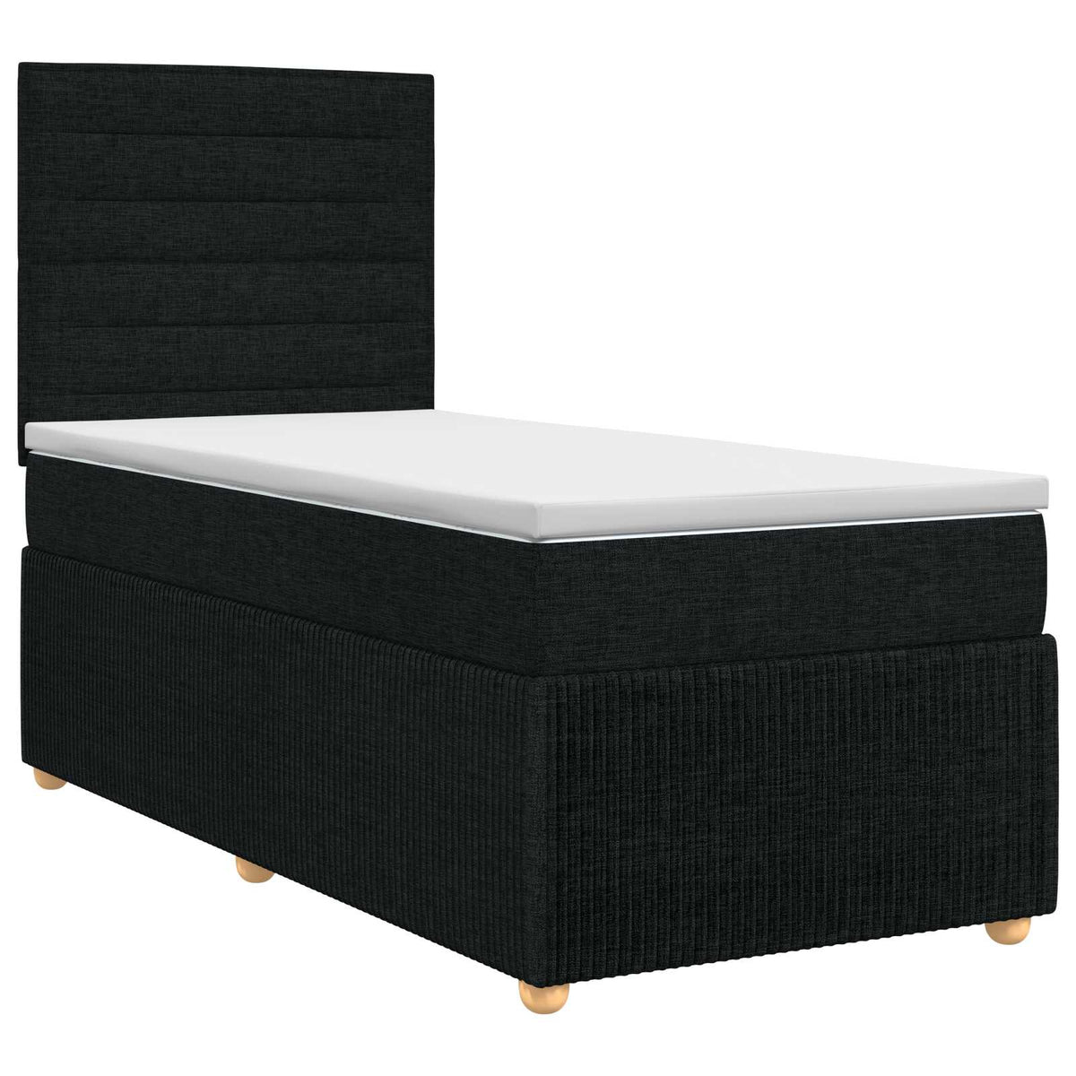 vidaXL Łóżko kontynentalne z materacem Czarny 100 x 200 cm tkanina