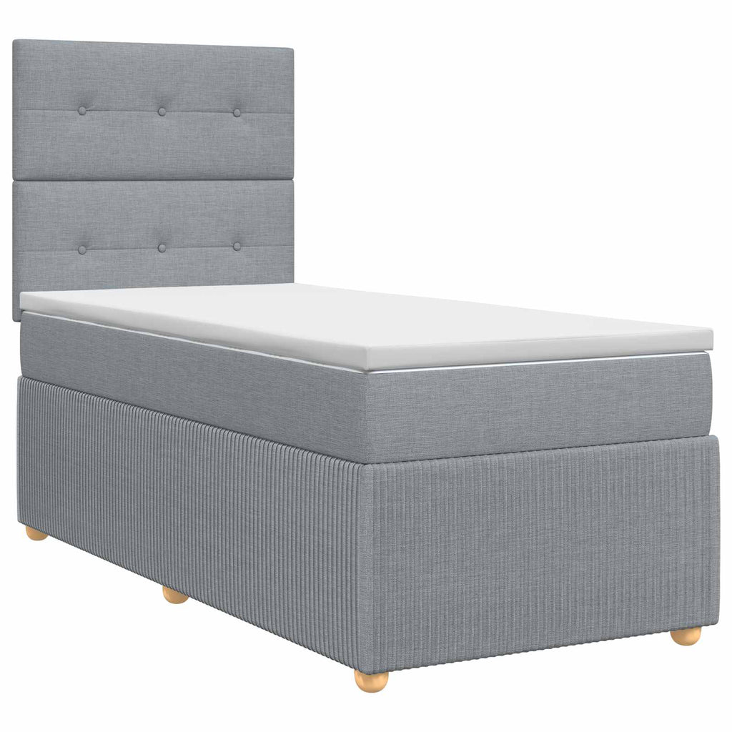 vidaXL Łóżko kontynentalne z materacem jasnoszary 100 x 200 cm tkanina