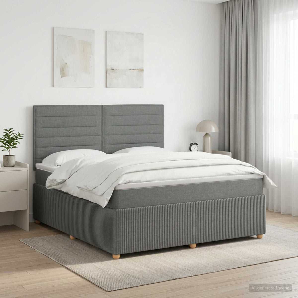 vidaXL Łóżko kontynentalne z materacem ciemnoszary 180 x 200 cm