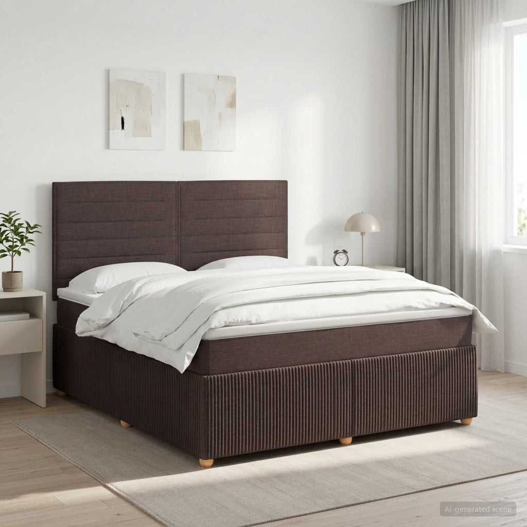 vidaXL Łóżko kontynentalne z materacem Ciemny brąz 140 x 190 cm