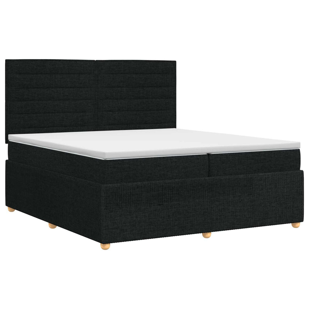 vidaXL Łóżko kontynentalne z materacem Czarny 200 x 200 cm tkanina