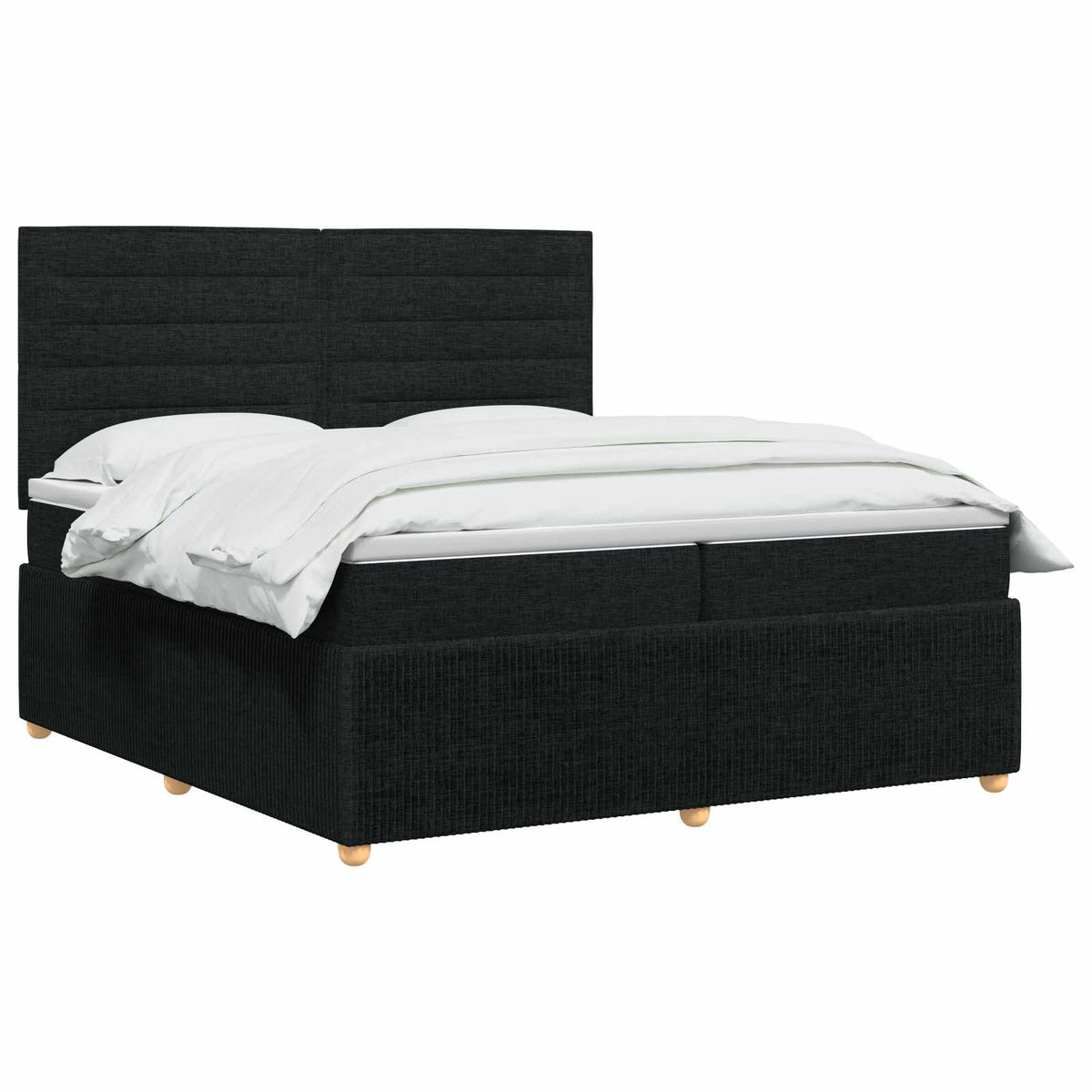 vidaXL Łóżko kontynentalne z materacem Czarny 200 x 200 cm tkanina