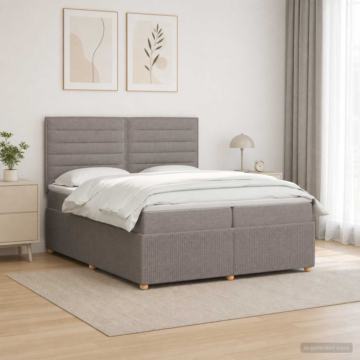 vidaXL Łóżko kontynentalne z materacem Ciemnoszary 200 x 200 cm