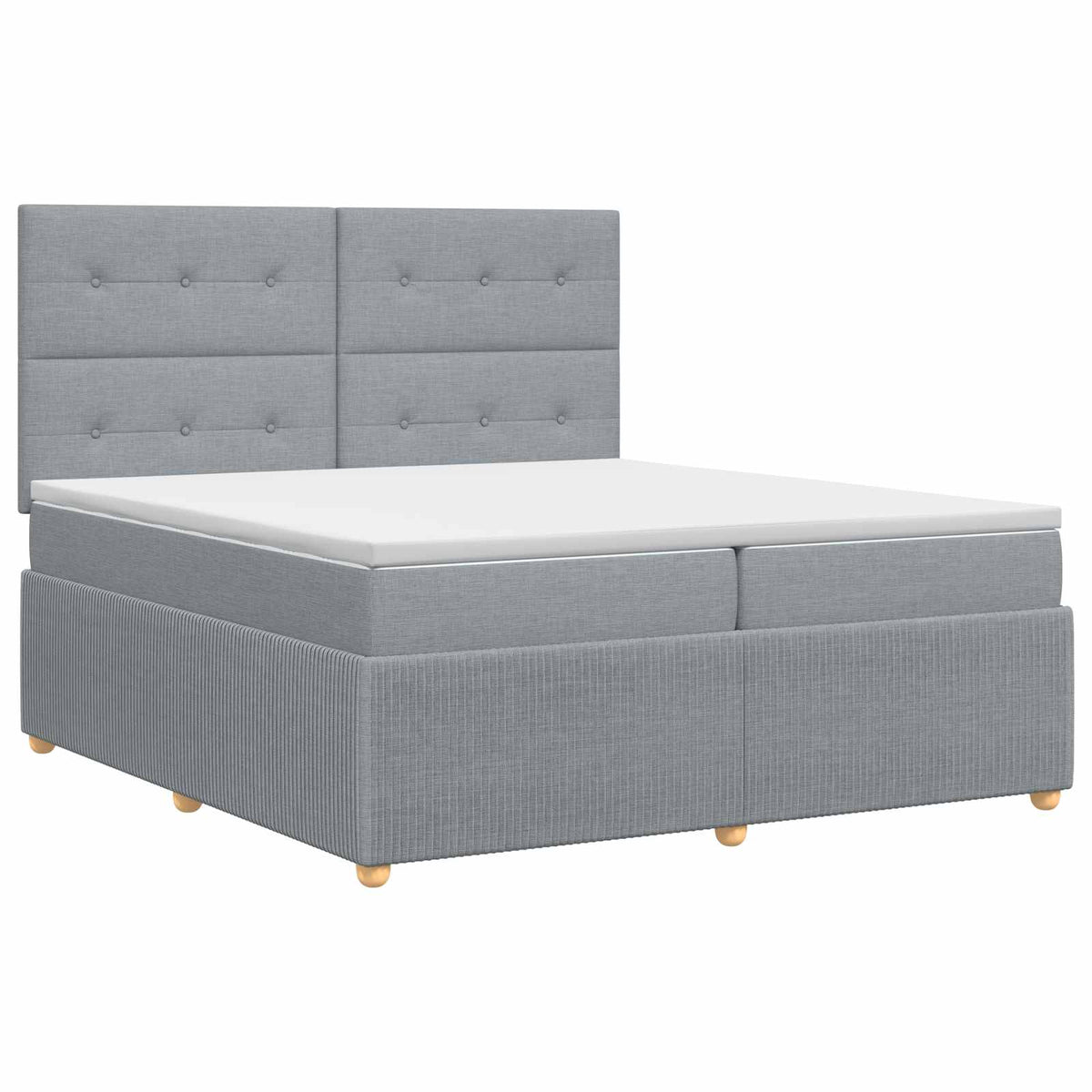 vidaXL Łóżko kontynentalne z materacem jasnoszary 200 x 200 cm tkanina