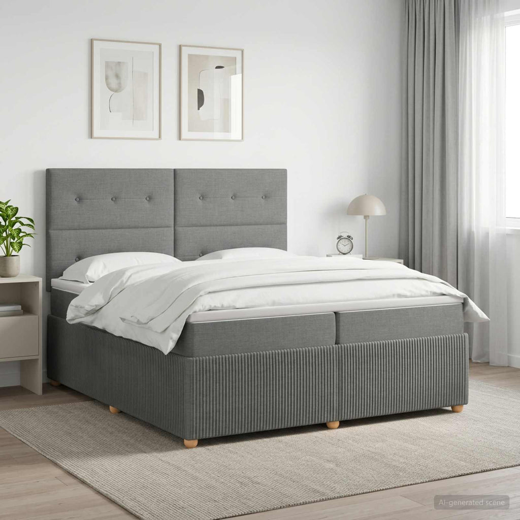 vidaXL Łóżko kontynentalne z materacem ciemnoszary 200 x 200 cm