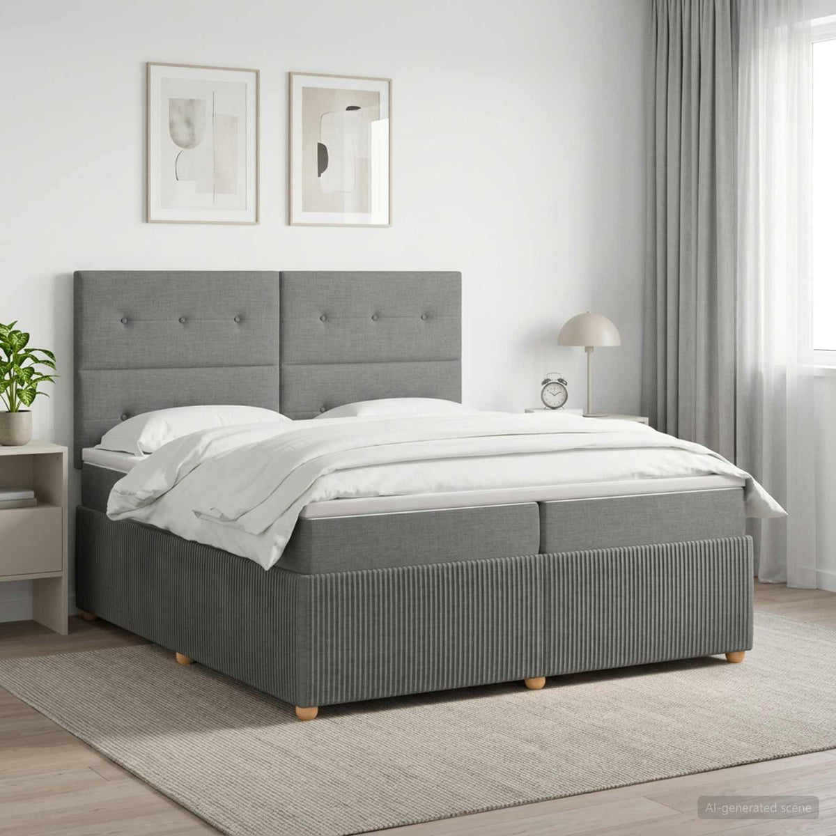 vidaXL Łóżko kontynentalne z materacem ciemnoszary 200 x 200 cm