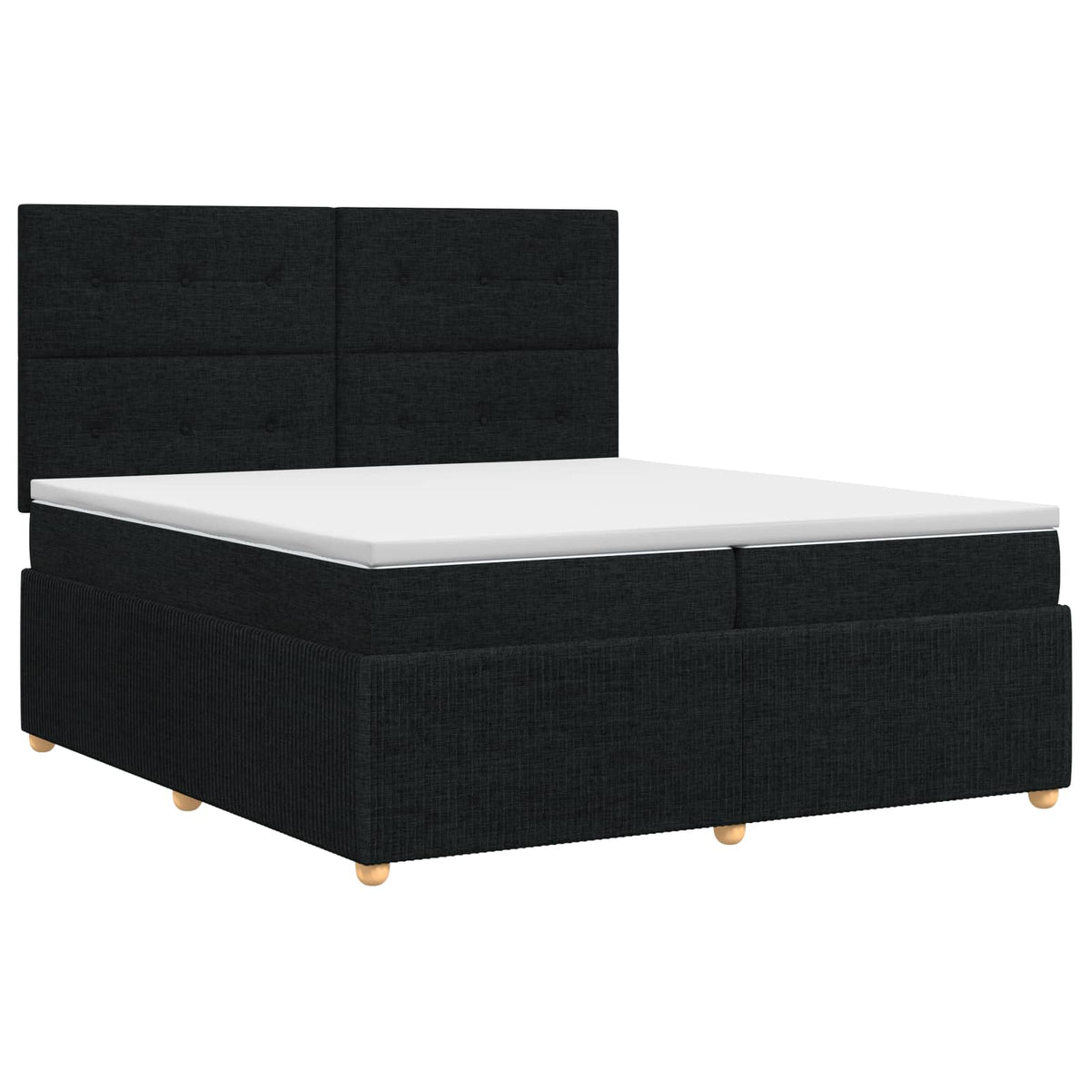 vidaXL Łóżko kontynentalne z materacem Czarny 200 x 200 cm tkanina