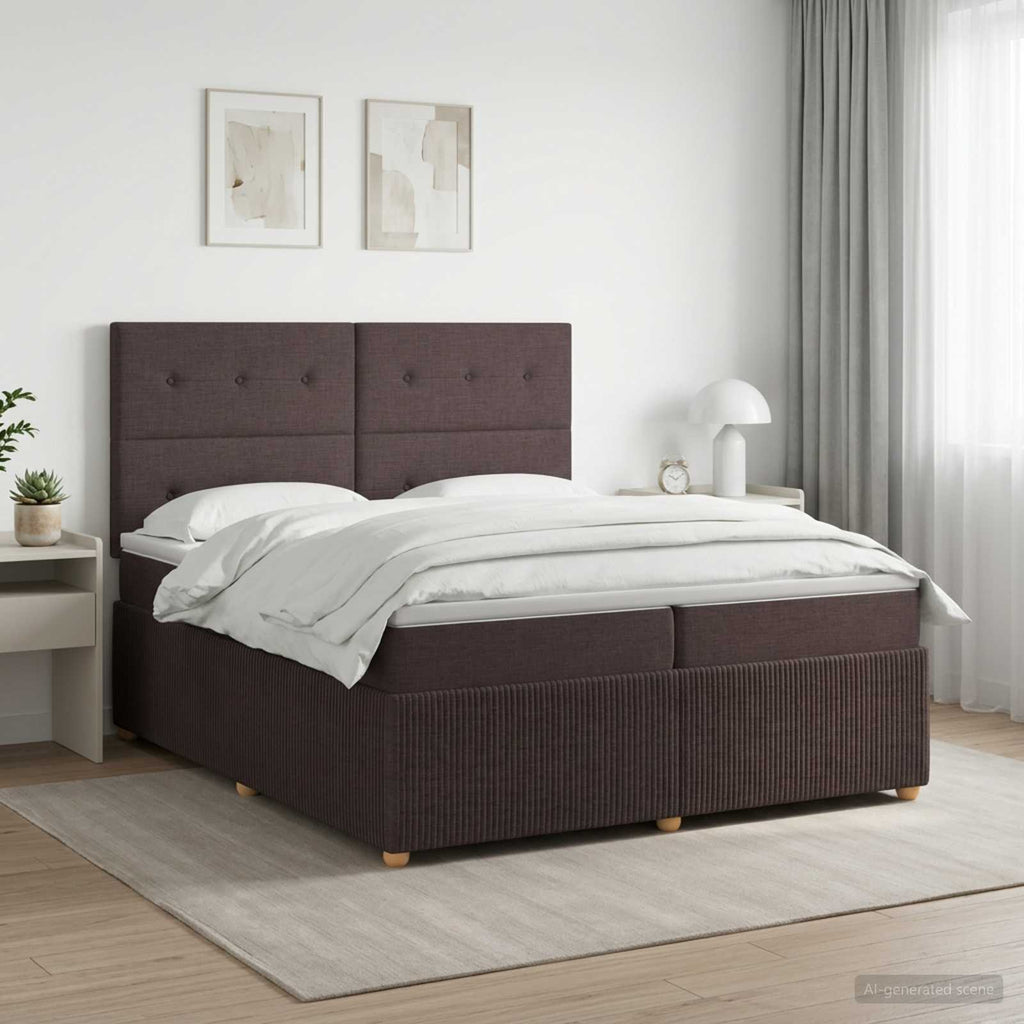 vidaXL Łóżko kontynentalne z materacem Ciemny brąz 200 x 200 cm