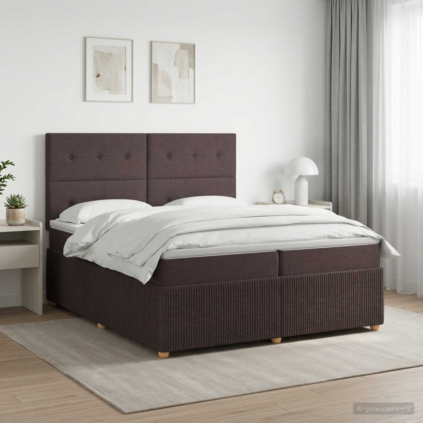 vidaXL Łóżko kontynentalne z materacem Ciemny brąz 200 x 200 cm