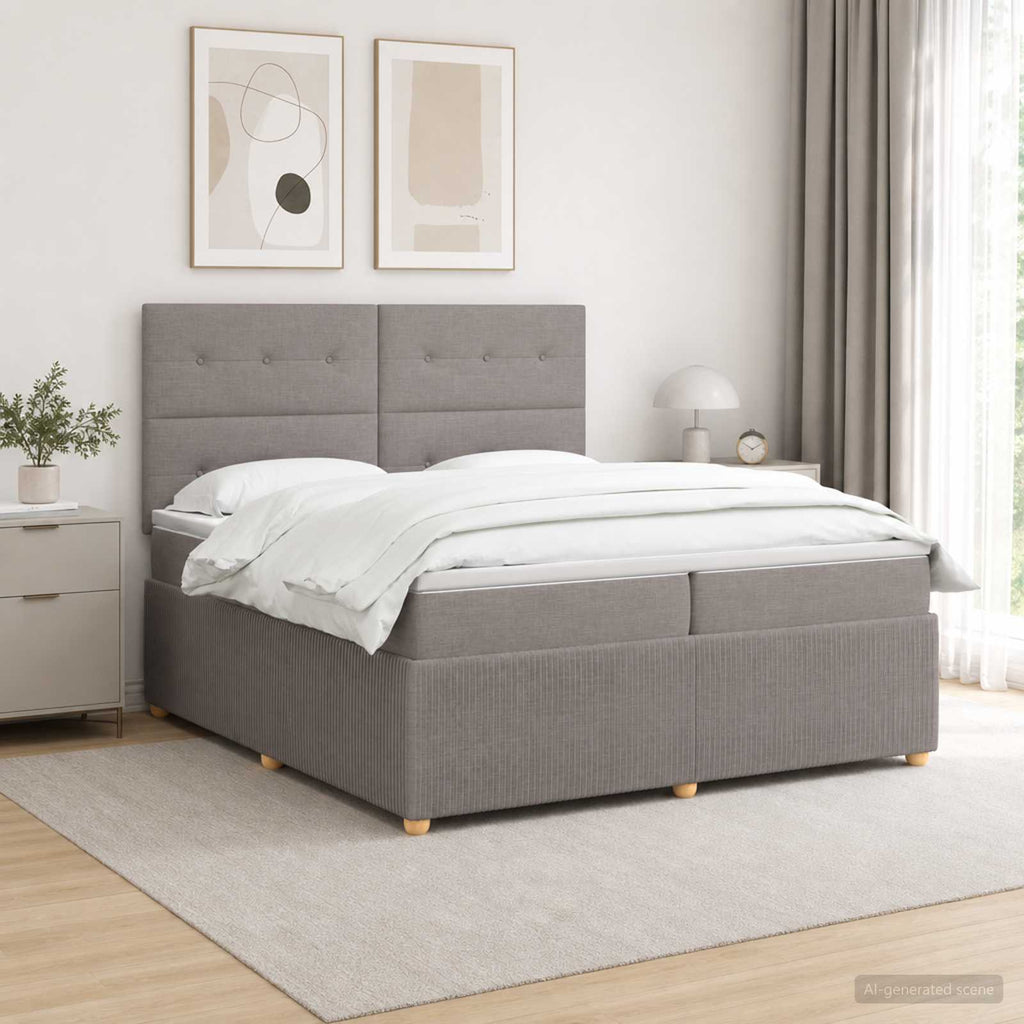 vidaXL Łóżko kontynentalne z materacem Ciemnoszary 200 x 200 cm