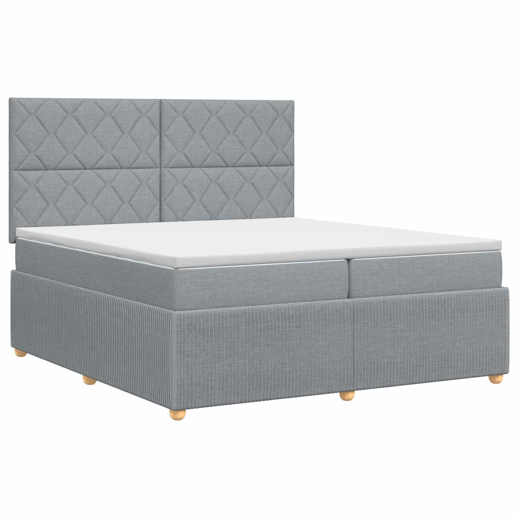 vidaXL Łóżko kontynentalne z materacem jasnoszary 200 x 200 cm tkanina