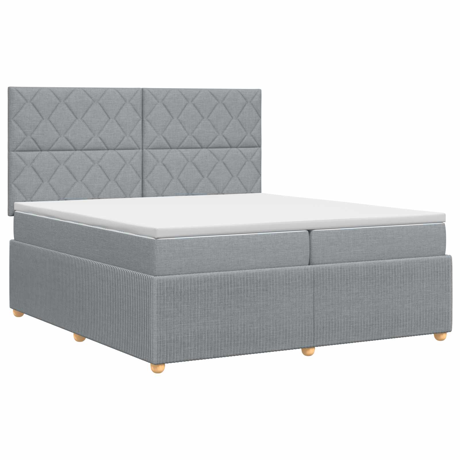 vidaXL Łóżko kontynentalne z materacem jasnoszary 200 x 200 cm tkanina