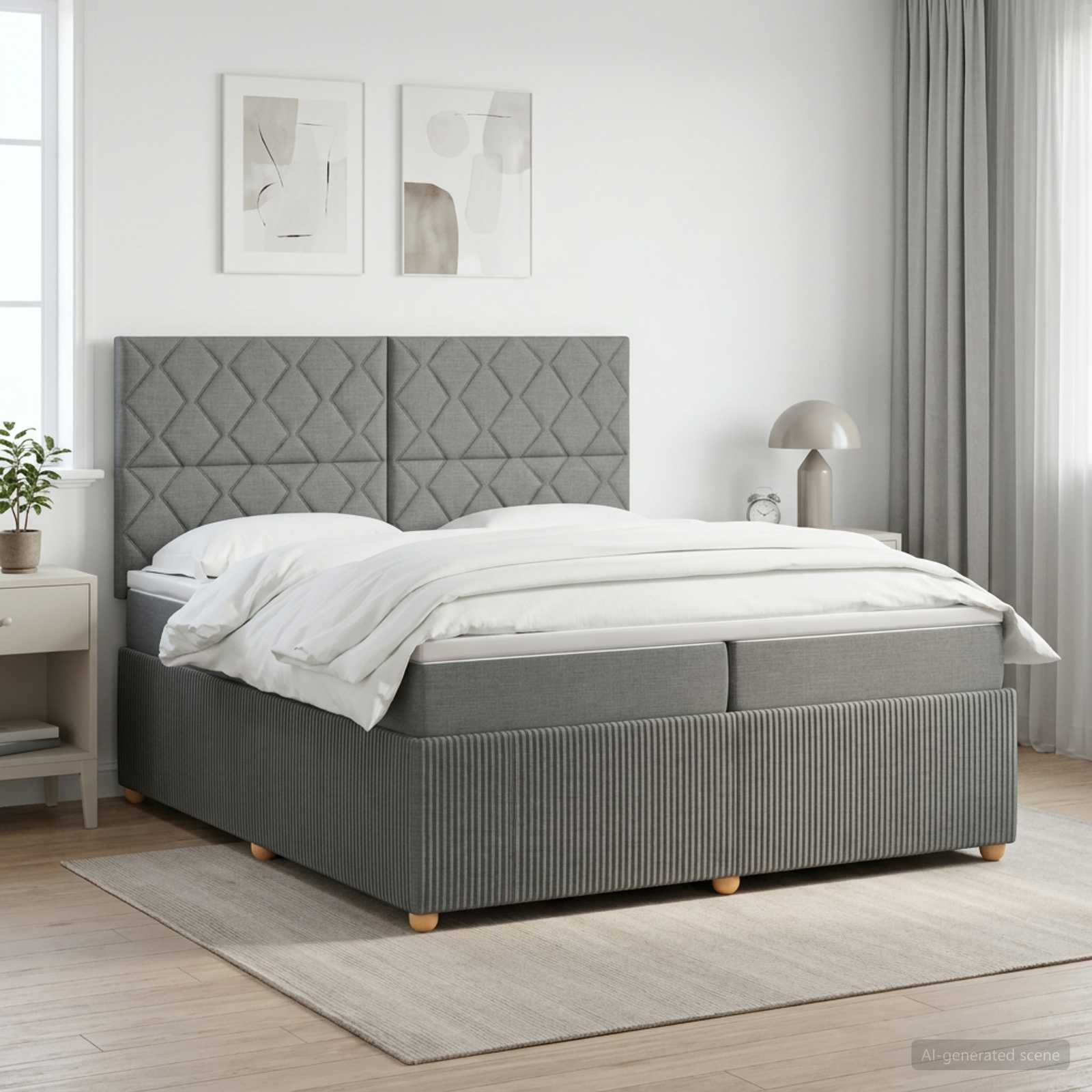 vidaXL Łóżko kontynentalne z materacem ciemnoszary 200 x 200 cm