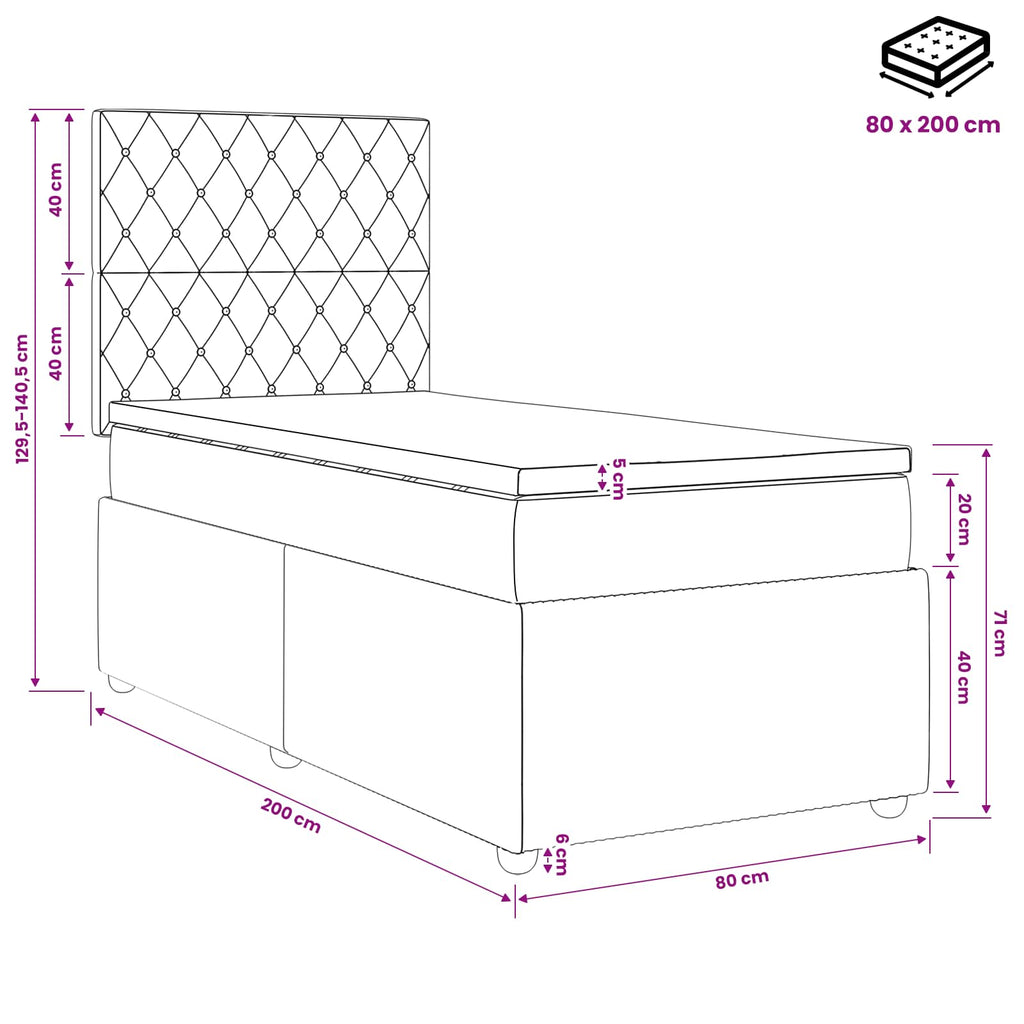 vidaXL Łóżko kontynentalne z materacem Ciemnozielony 80 x 200 cm Welur