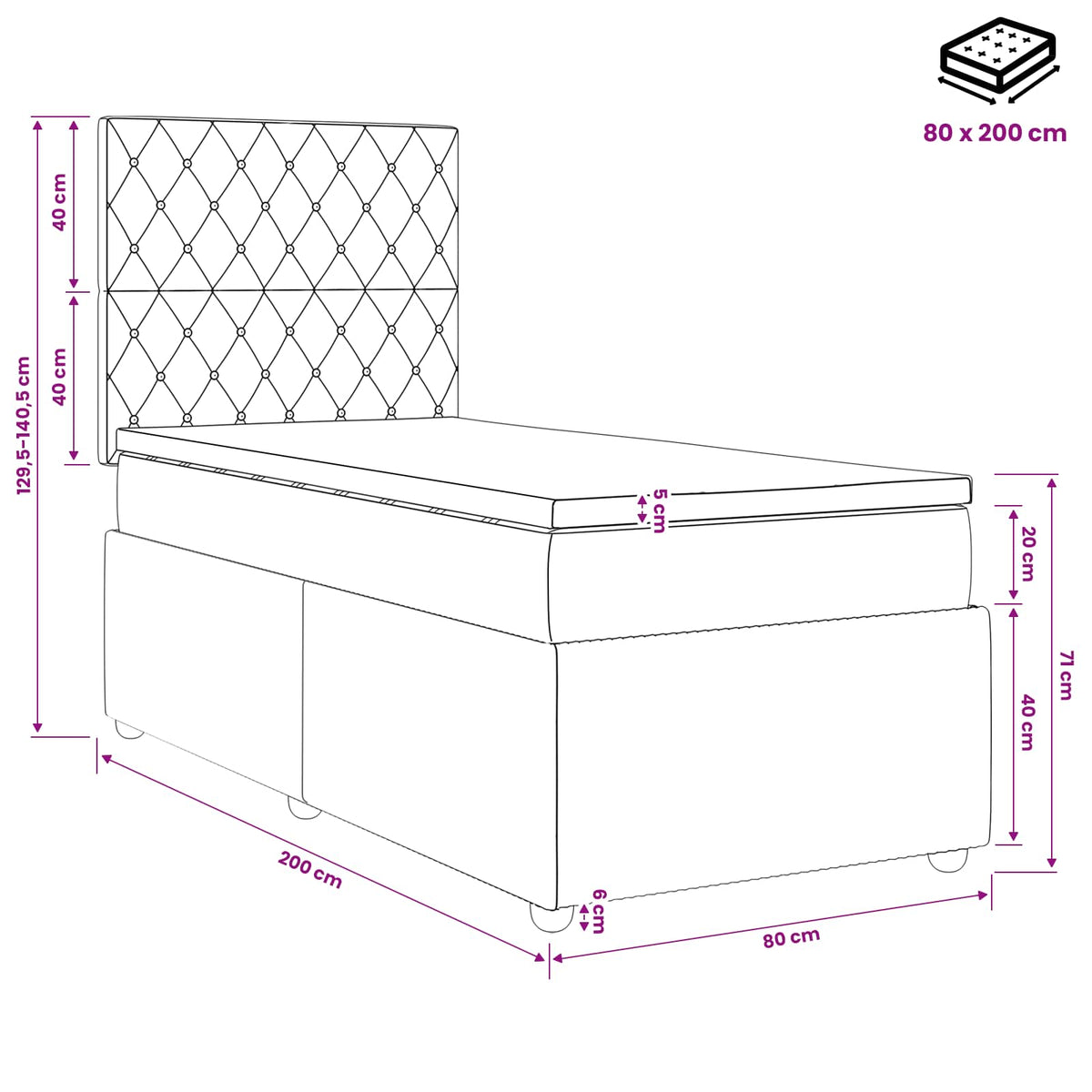 vidaXL Łóżko kontynentalne z materacem Ciemnozielony 80 x 200 cm Welur