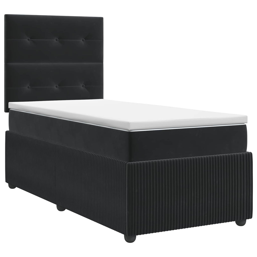 vidaXL Łóżko kontynentalne z materacem Czarny 80 x 200 cm Welur