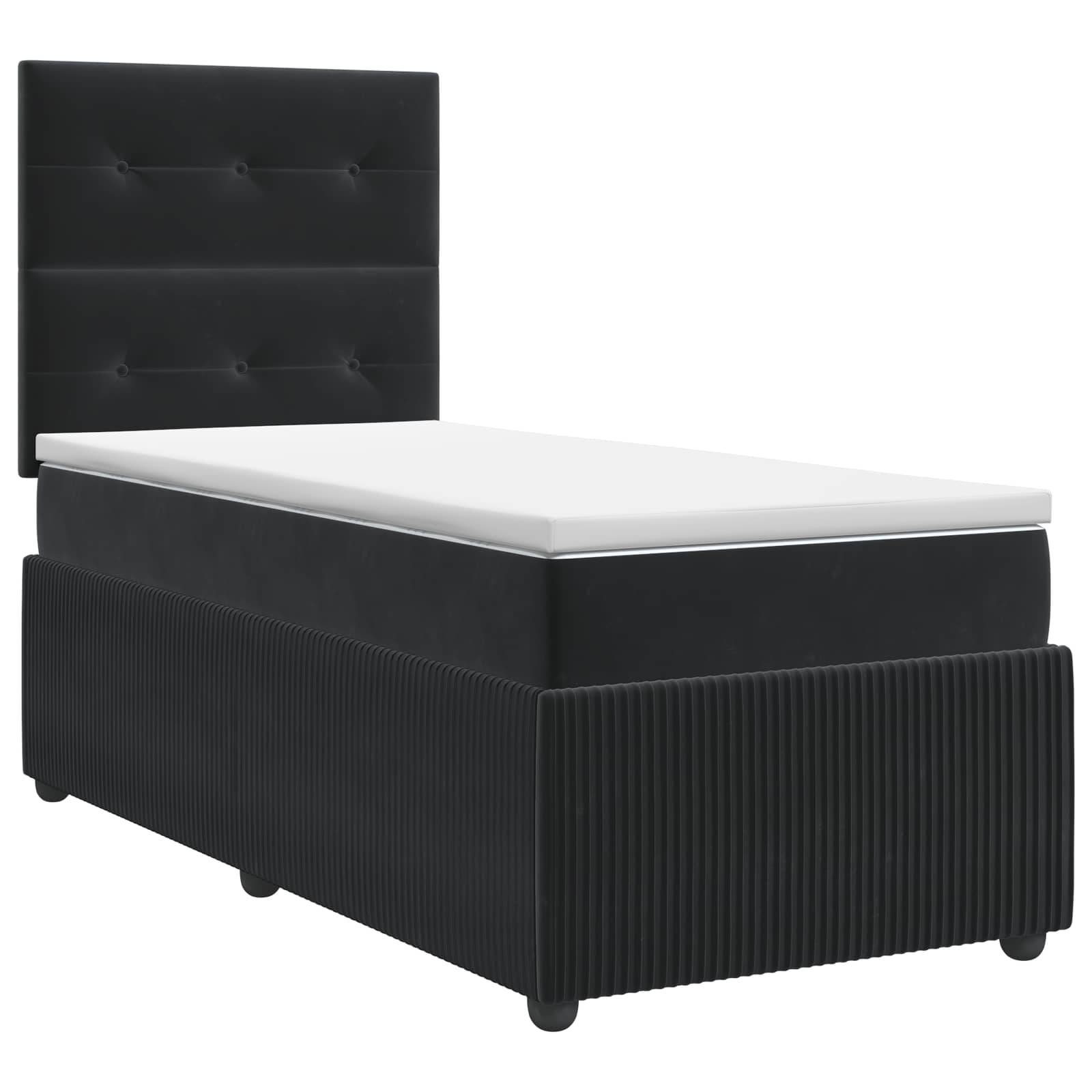 vidaXL Łóżko kontynentalne z materacem Czarny 80 x 200 cm Welur