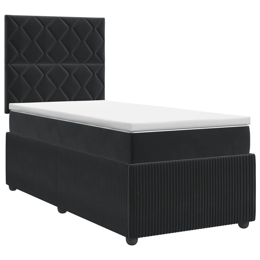 vidaXL Łóżko kontynentalne z materacem Czarny 80 x 200 cm Welur