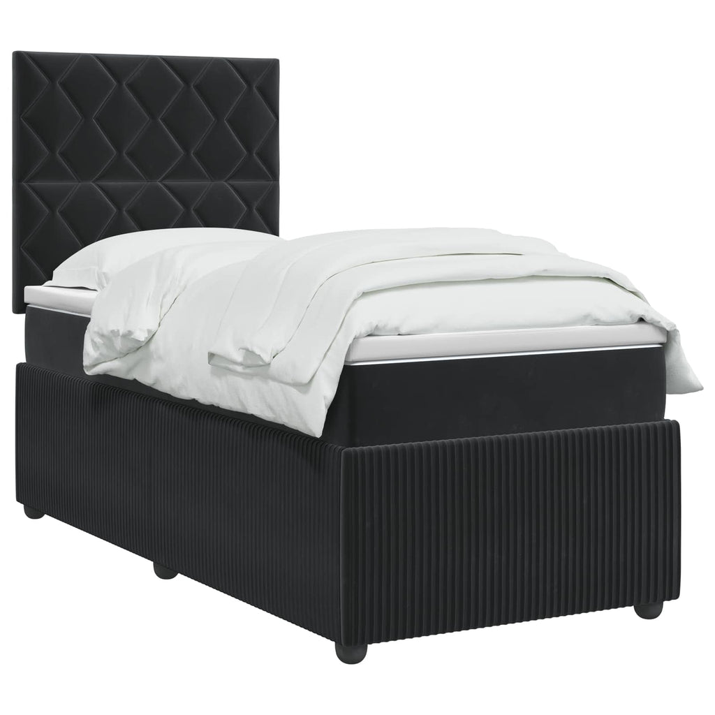 vidaXL Łóżko kontynentalne z materacem Czarny 80 x 200 cm Welur