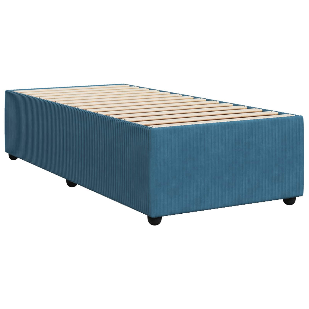 vidaXL Łóżko kontynentalne z materacem niebieski 90 x 190 cm Welur