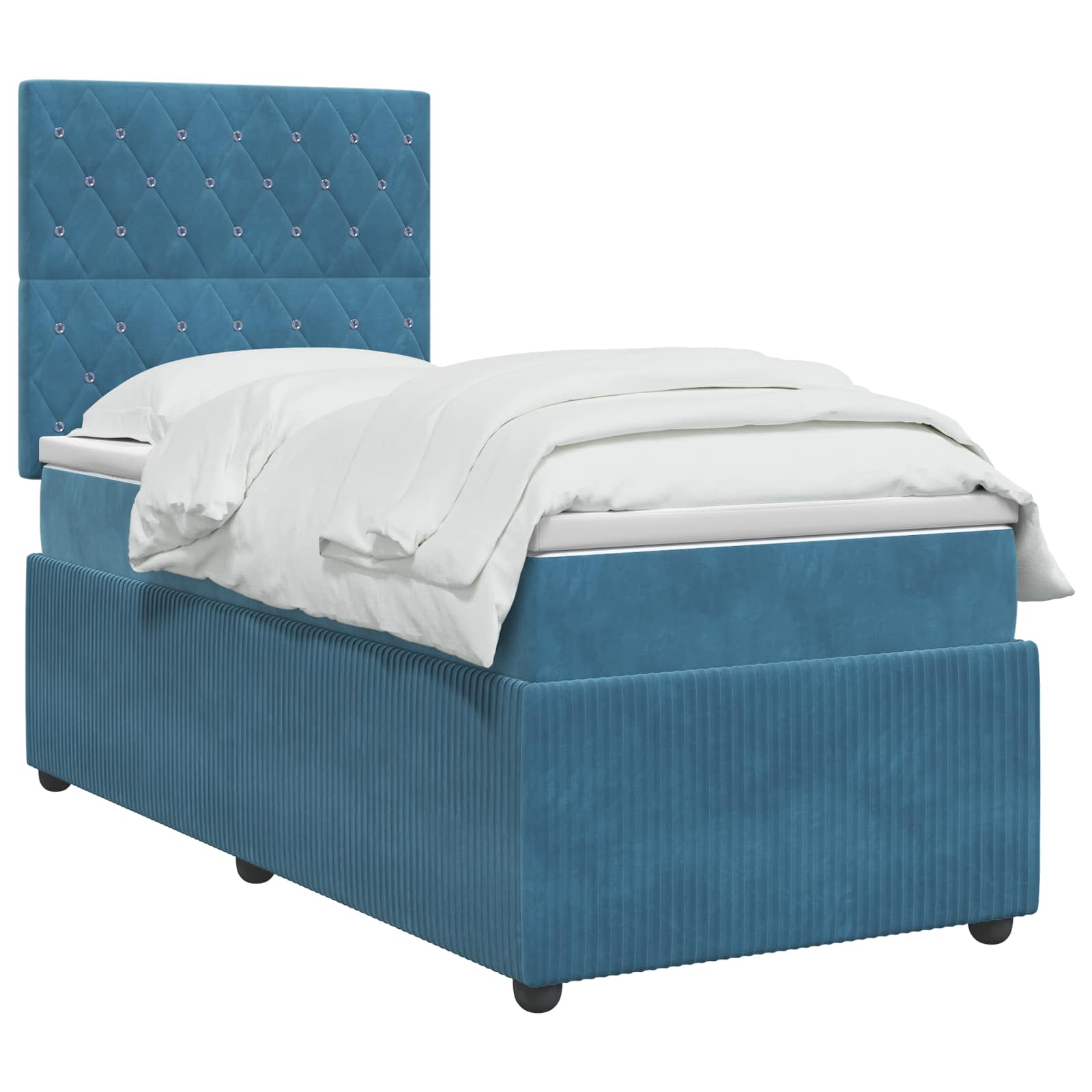 vidaXL Łóżko kontynentalne z materacem niebieski 90 x 200 cm Welur