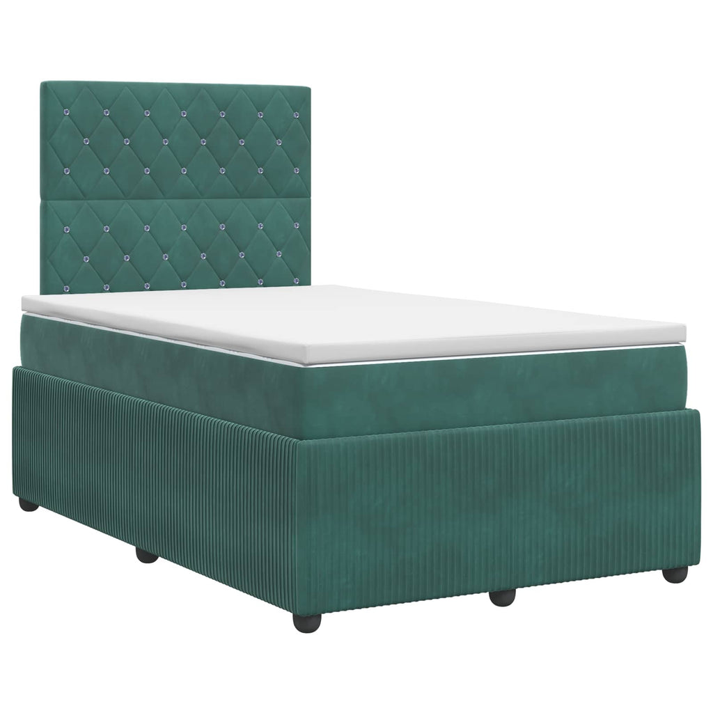 vidaXL Łóżko kontynentalne z materacem Ciemnozielony 120 x 190 cm