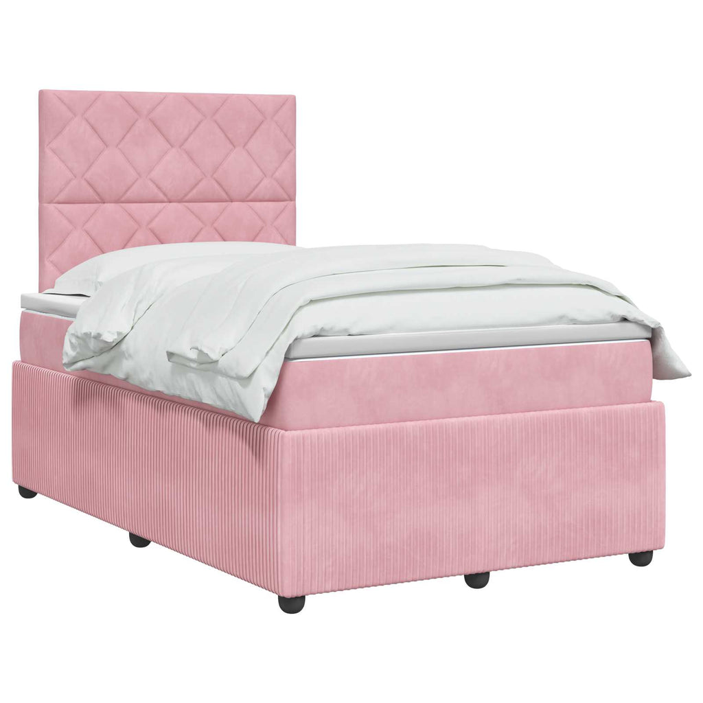 vidaXL Łóżko kontynentalne z materacem różowy 120 x 190 cm Welur