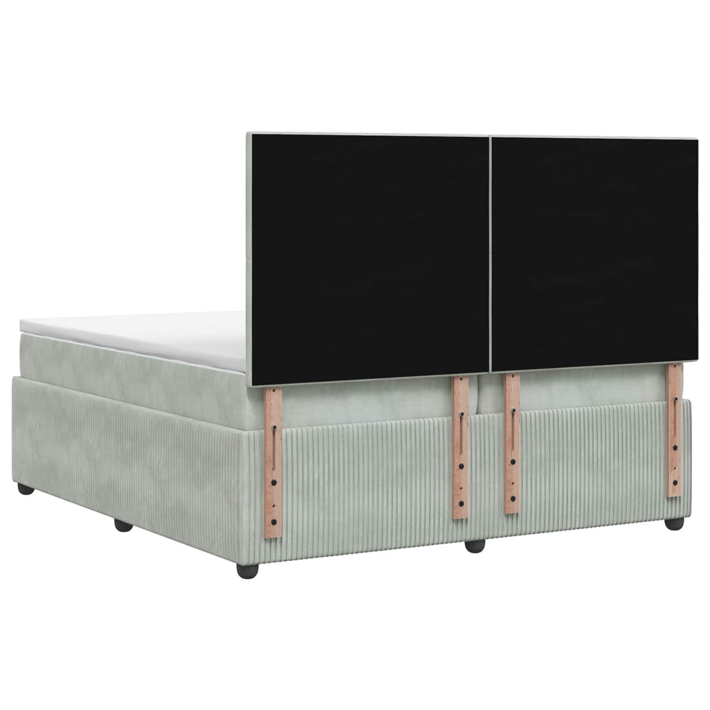 vidaXL Łóżko kontynentalne z materacem jasnoszary 200 x 200 cm Welur