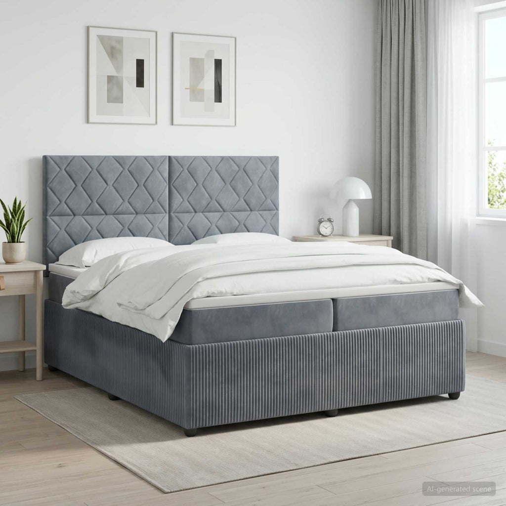vidaXL Łóżko kontynentalne z materacem ciemnoszary 200 x 200 cm Welur