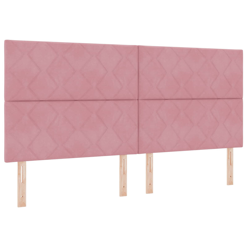 vidaXL Łóżko kontynentalne z materacem różowy 200 x 200 cm Welur