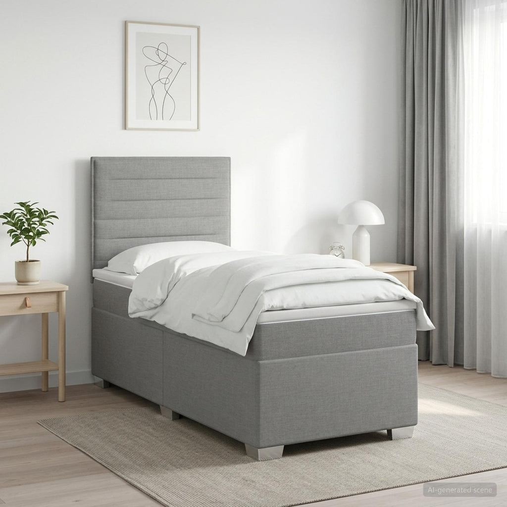vidaXL Łóżko kontynentalne z materacem jasnoszary 80 x 200 cm tkanina