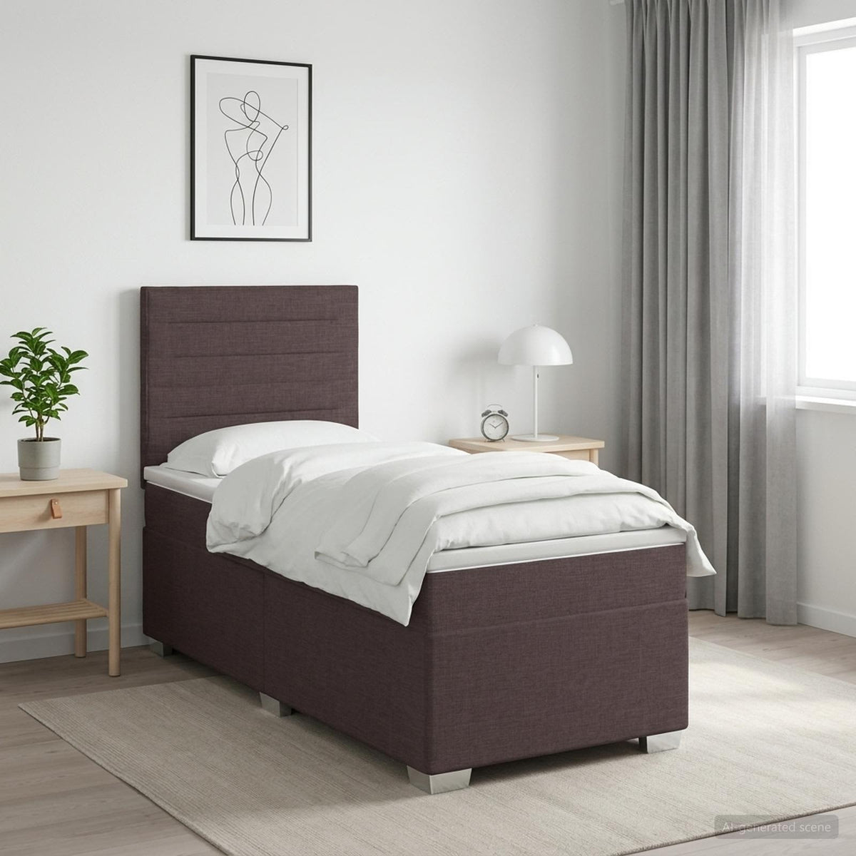 vidaXL Łóżko kontynentalne z materacem Ciemny brąz 80 x 200 cm tkanina