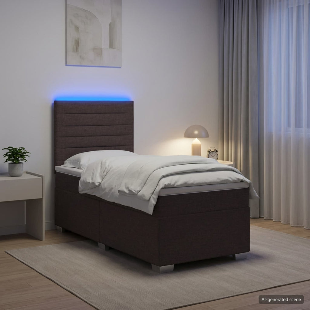 vidaXL Łóżko kontynentalne z materacem Ciemny brąz 80 x 200 cm tkanina