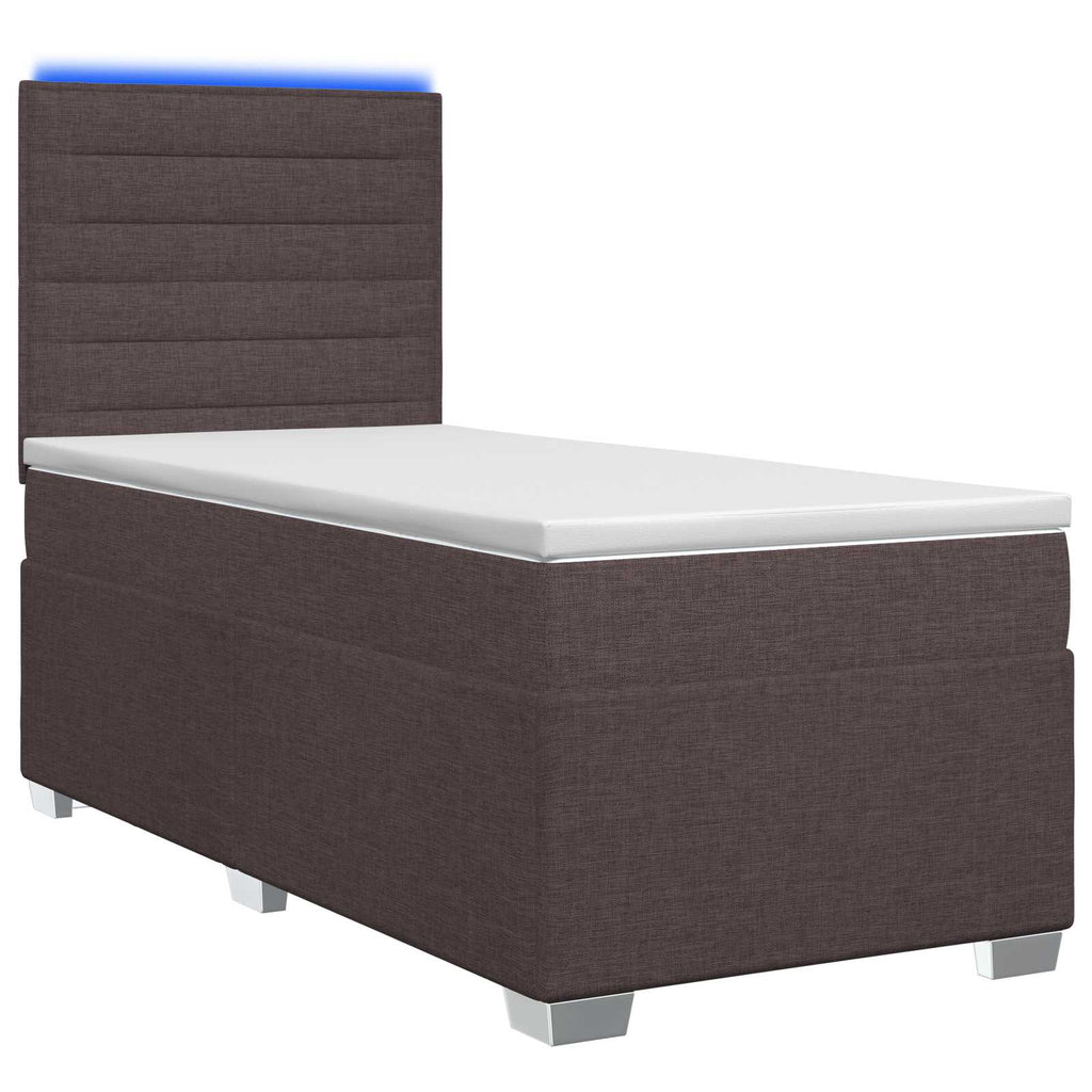 vidaXL Łóżko kontynentalne z materacem Ciemny brąz 80 x 200 cm tkanina