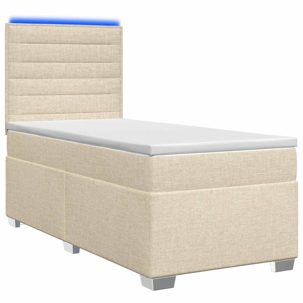 vidaXL Łóżko kontynentalne z materacem kremowy 80 x 200 cm tkanina