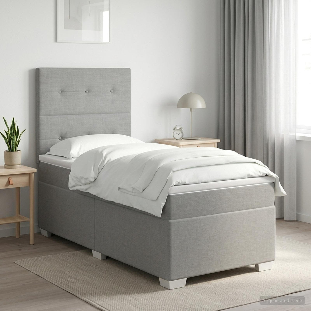vidaXL Łóżko kontynentalne z materacem jasnoszary 100 x 200 cm tkanina