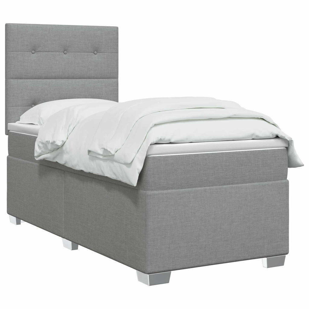 vidaXL Łóżko kontynentalne z materacem jasnoszary 80 x 200 cm tkanina