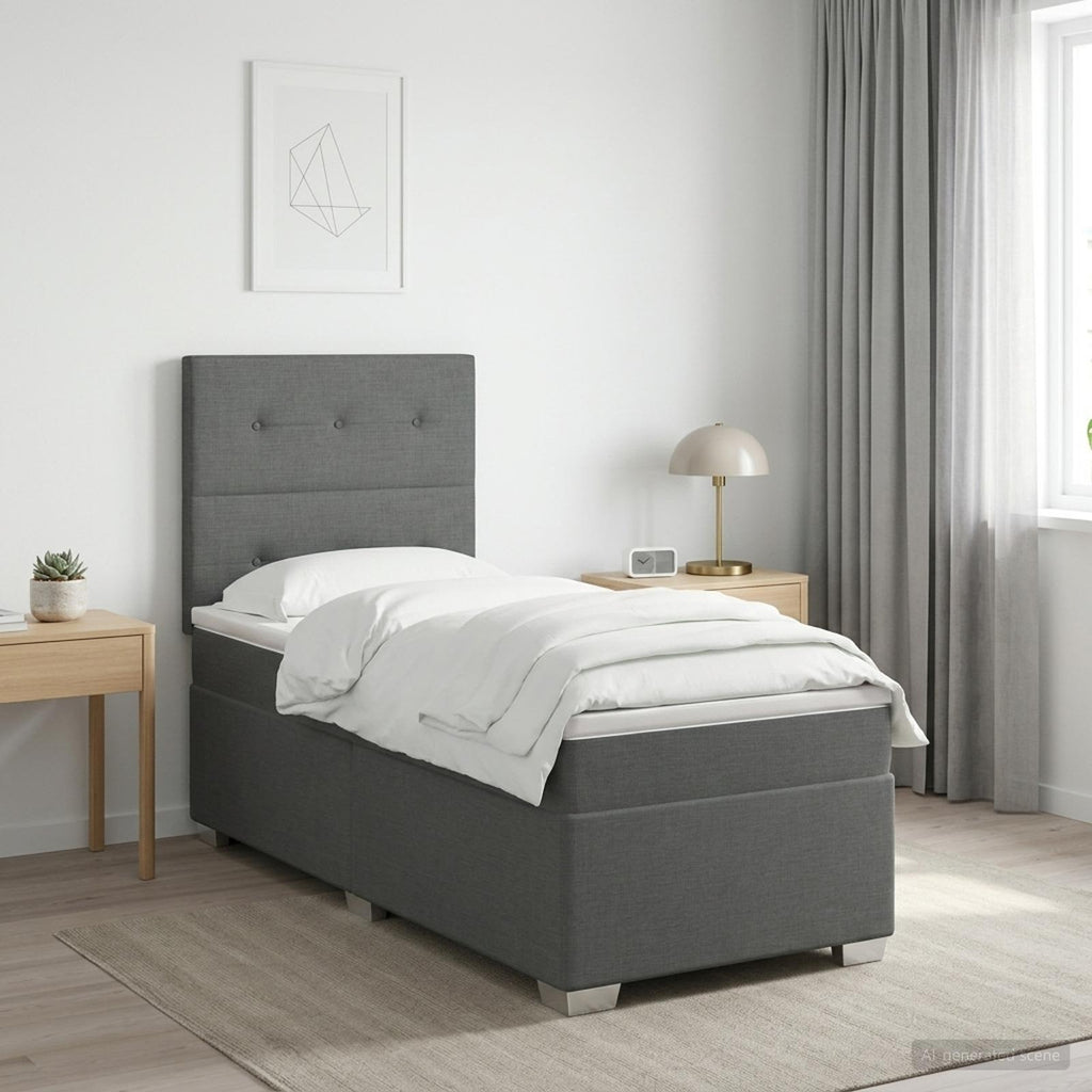vidaXL Łóżko kontynentalne z materacem ciemnoszary 100 x 200 cm