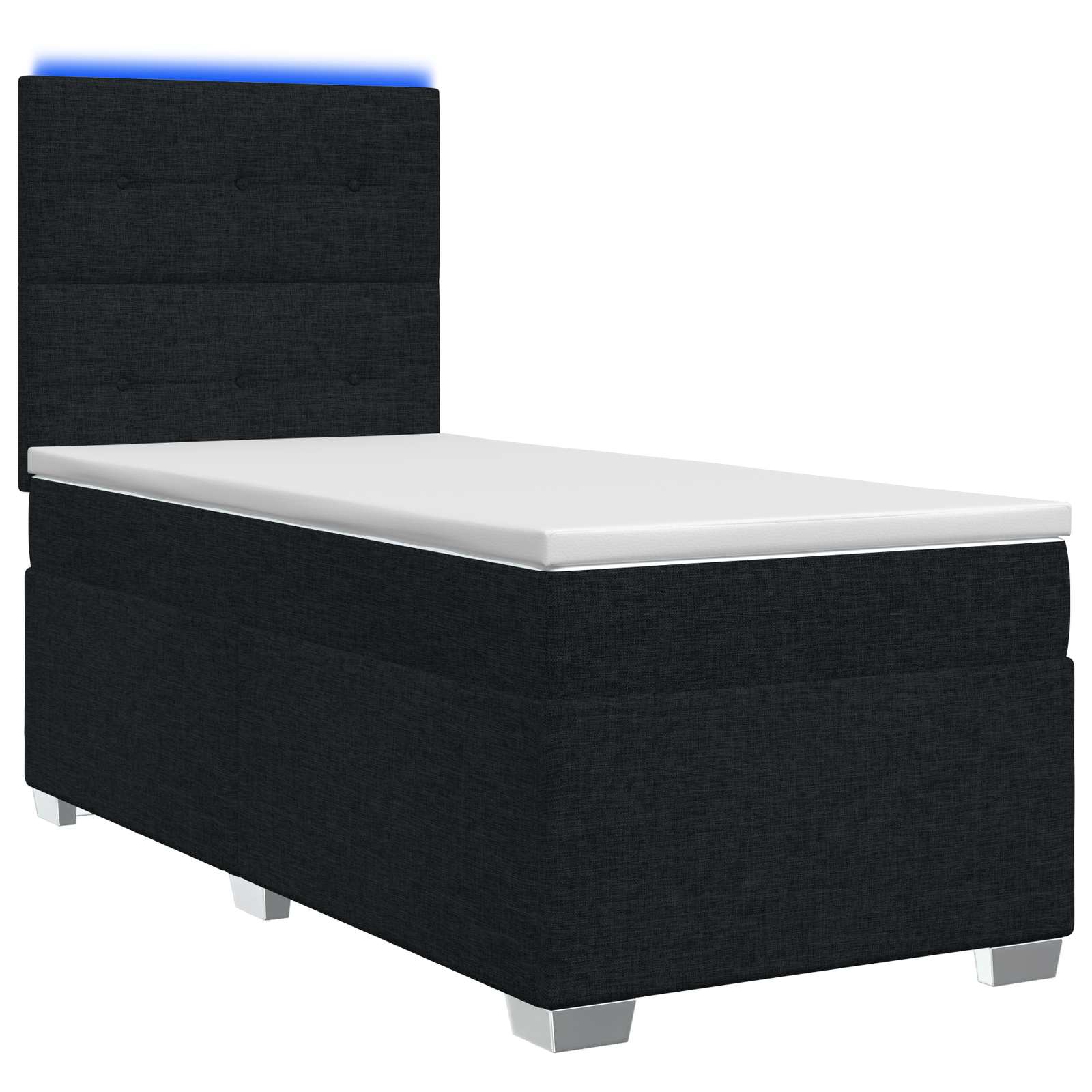 vidaXL Łóżko kontynentalne z materacem Czarny 80 x 200 cm tkanina