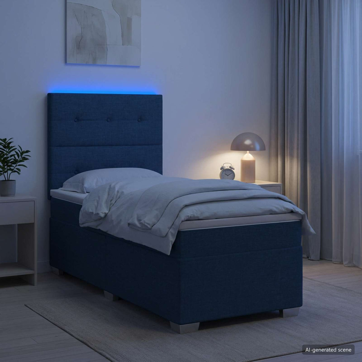 vidaXL Łóżko kontynentalne z materacem niebieski 90 x 190 cm tkanina