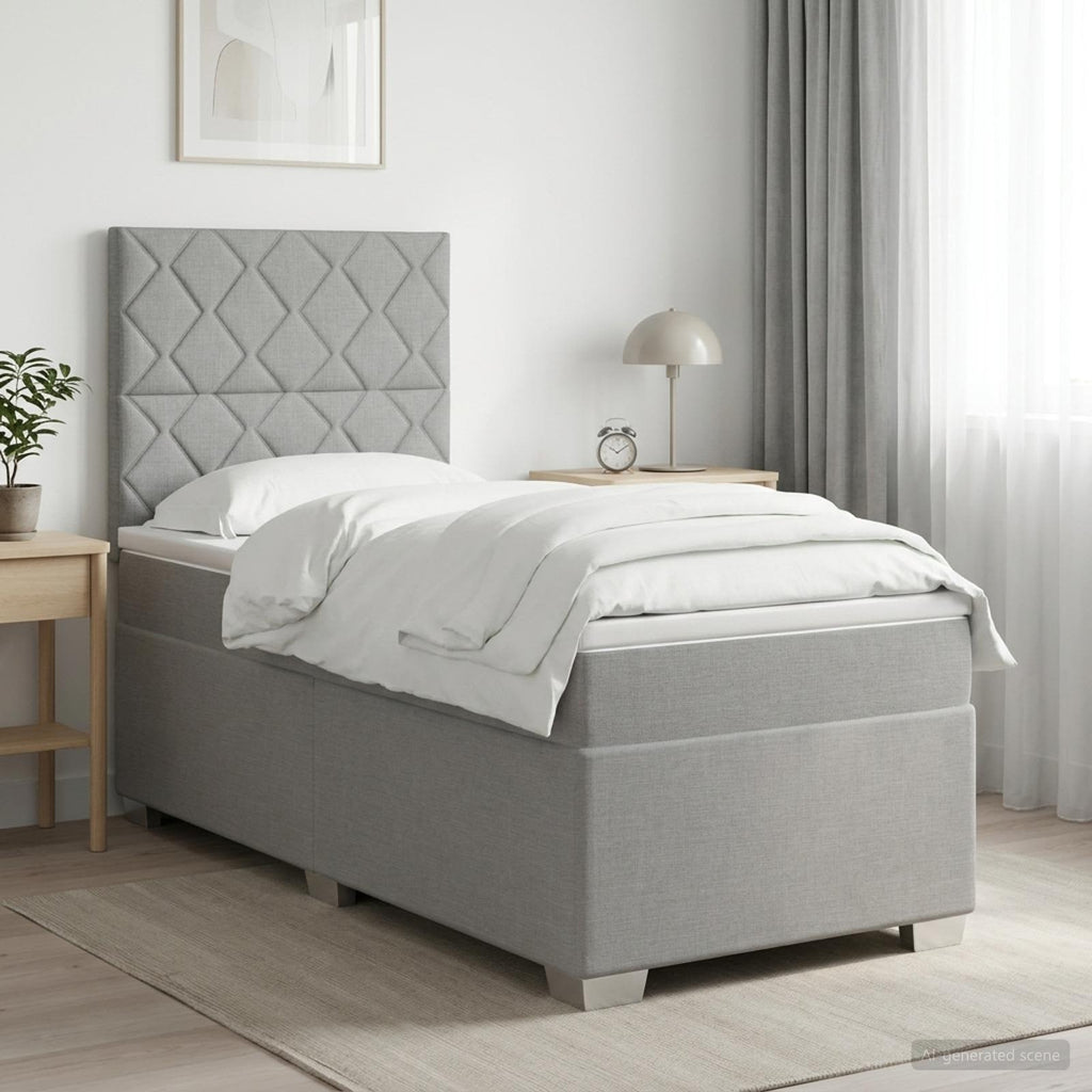 vidaXL Łóżko Box Spring z materacem i LED jasnoszary 90 x 190 cm