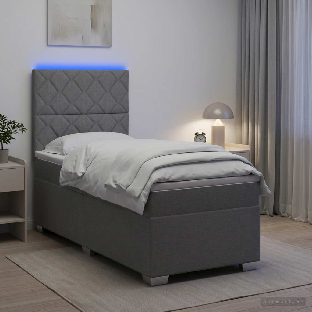 vidaXL Łóżko kontynentalne z materacem jasnoszary 90 x 200 cm tkanina