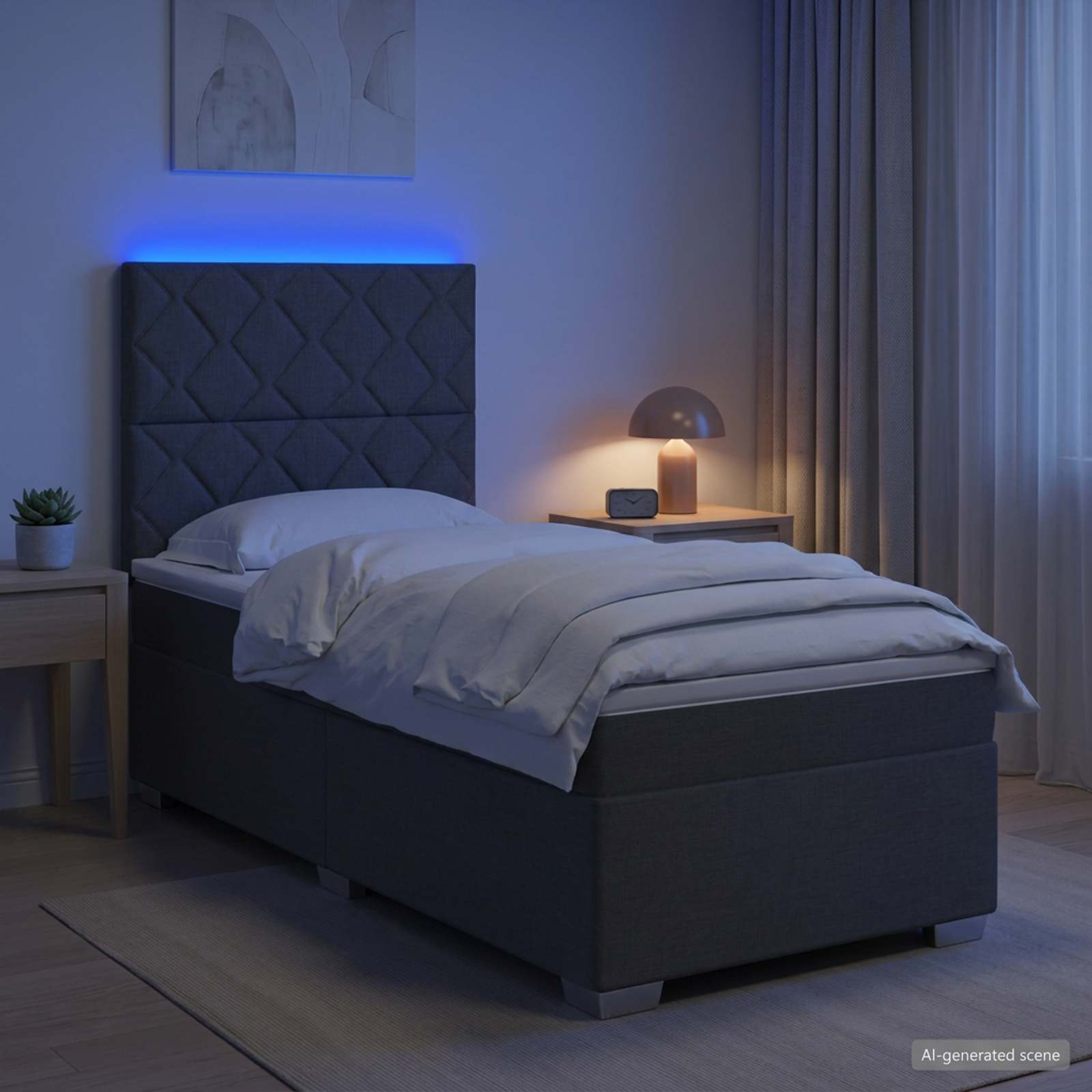 vidaXL Łóżko Box Spring z materacem i LED ciemnoszary 90 x 190 cm