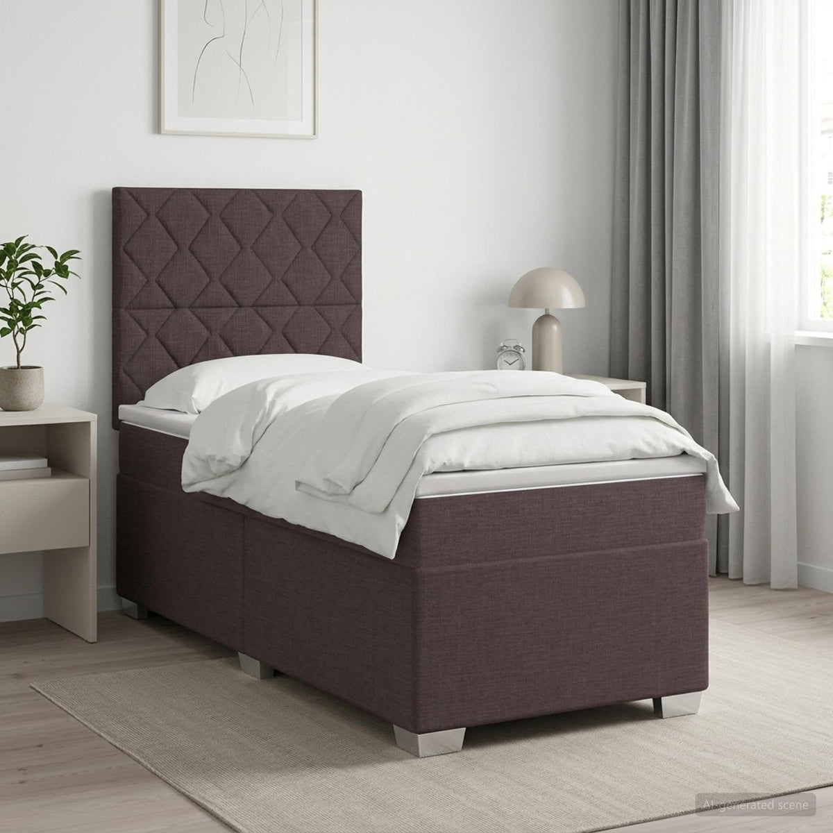 vidaXL Łóżko kontynentalne z materacem Ciemny brąz 90 x 190 cm tkanina
