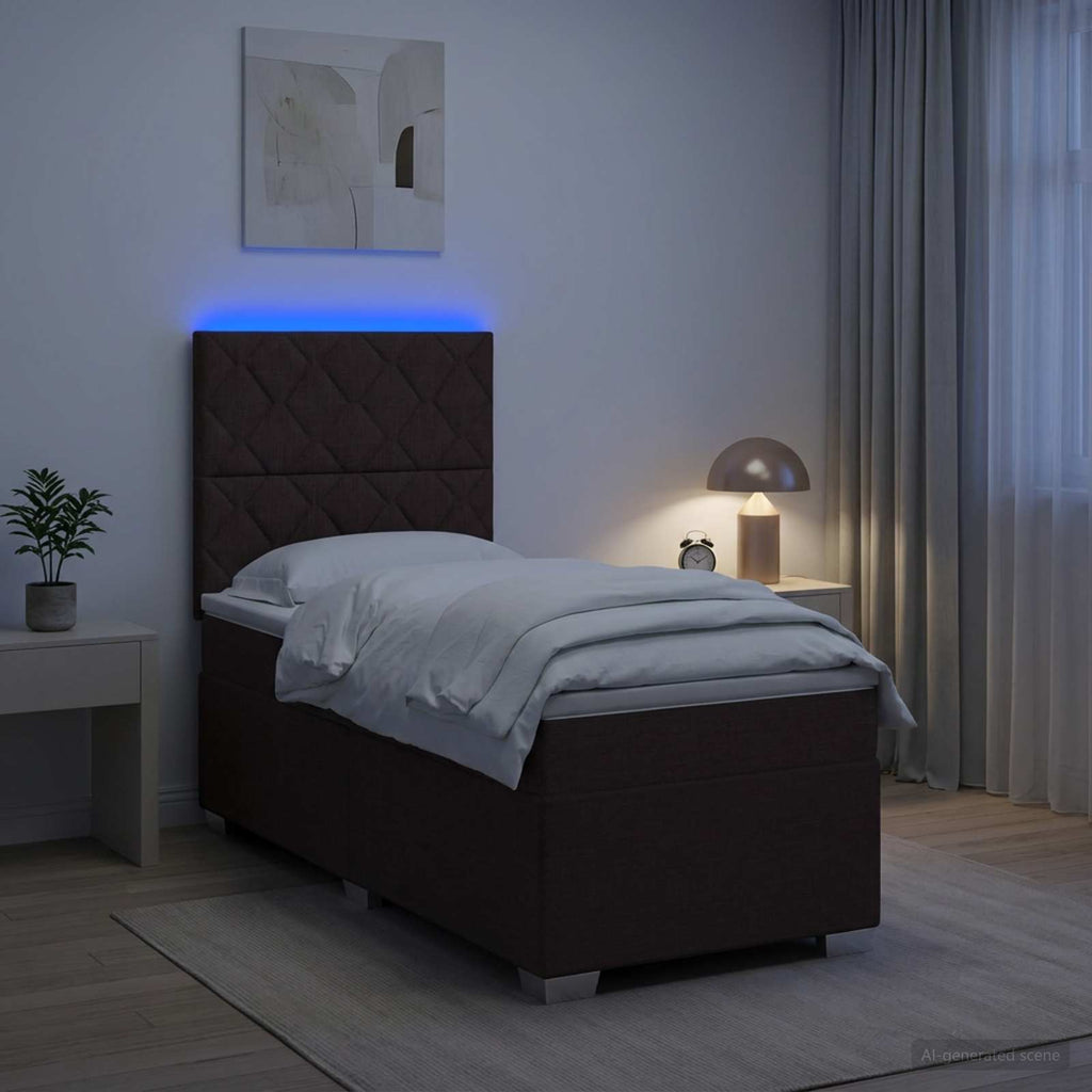 vidaXL Łóżko kontynentalne z materacem Ciemny brąz 80 x 200 cm tkanina