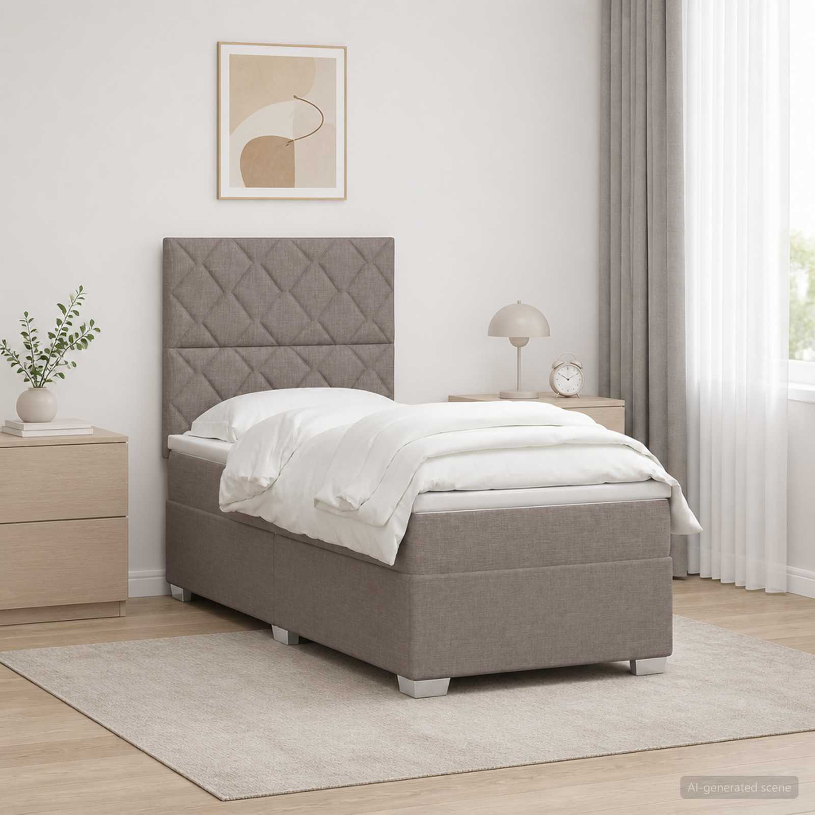 vidaXL Łóżko kontynentalne z materacem Ciemnoszary 80 x 200 cm tkanina